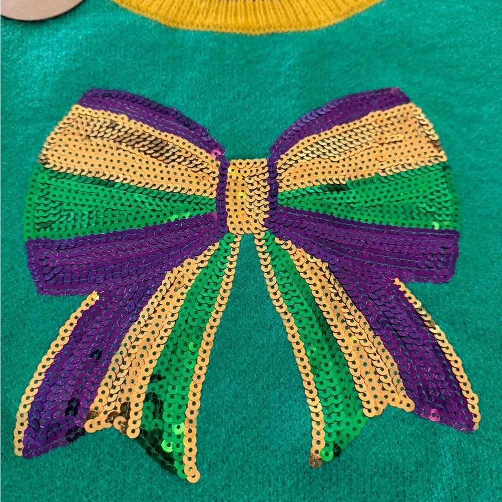 Mardi Gras Sequin Ribbon Sweater - Picture 3 of 6